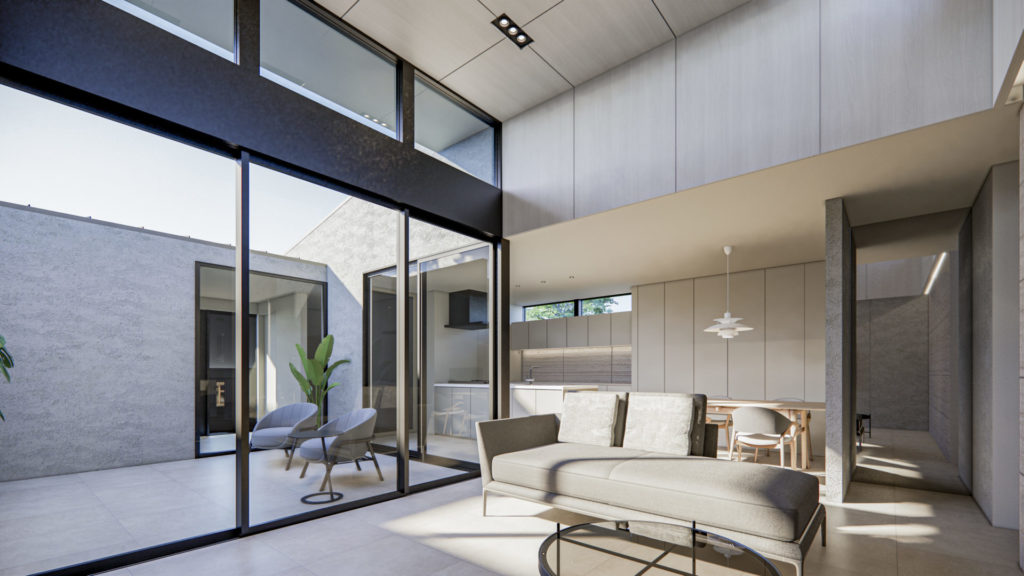 岐阜県関市 グレージュを基調とした平屋のガレージハウス