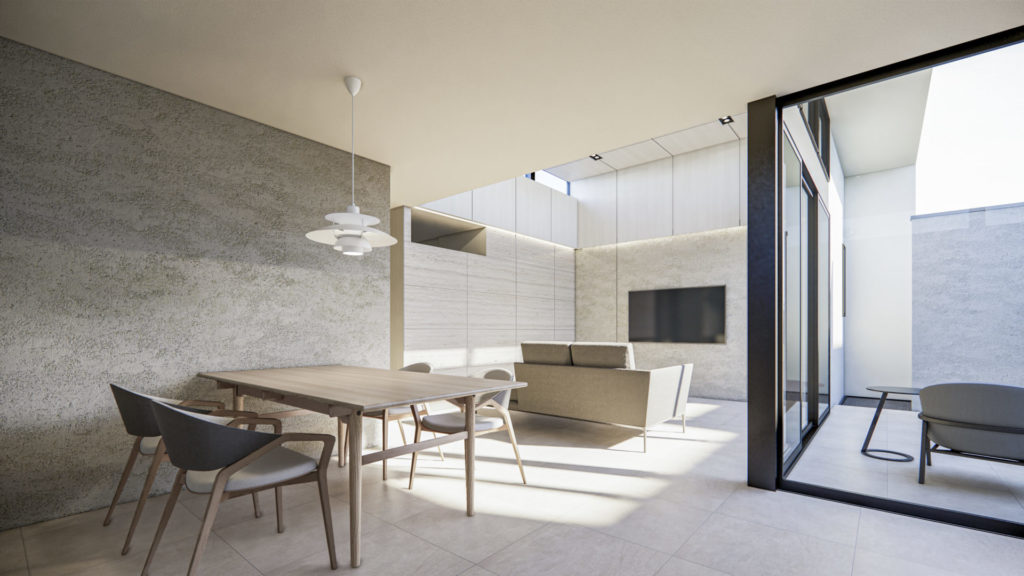 岐阜県関市 中庭とつながる平屋のガレージハウス