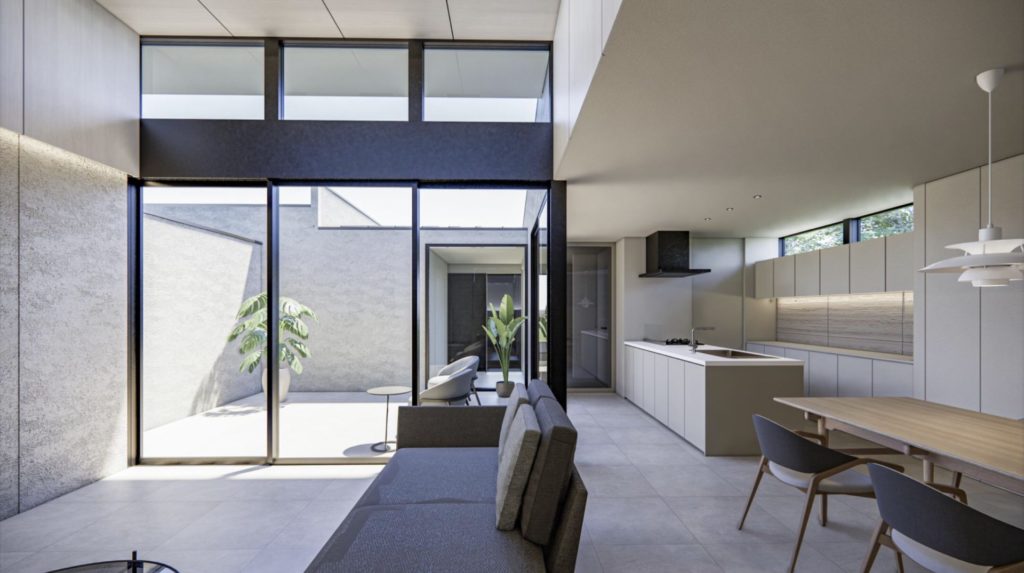 岐阜県関市　平屋のガレージハウス　計画中の内観の様子